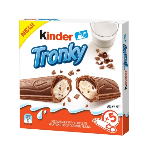 Шоколадний батончик Kinder Tronky зі шматочками печива 90г