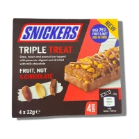 Упаковка батончиків Snickers Triple Treat Fruit & Nut Chocolate Bar Снікерс 4х32гр