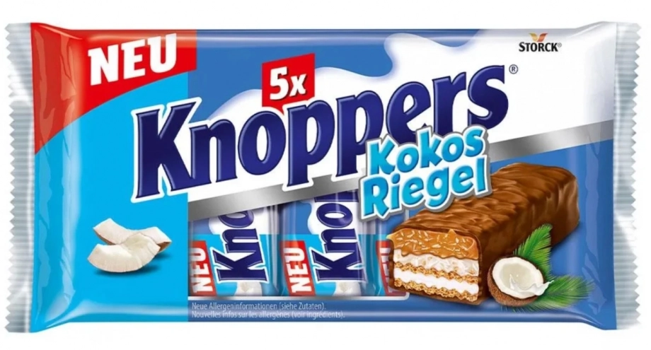 Вафельные батончики Knoppers Kokos Riegel с кокосом 200г