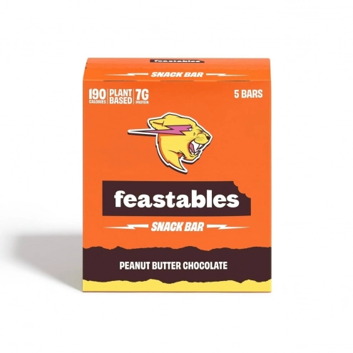 Шоколадные батончики MrBeast с арахисовой пастой Feastables Peanut Butter Chocolate Snack Bar 5x40г