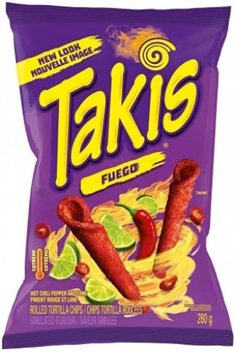  Чипсы Takis Fuego Rolls Hot Chili Pepper & Lime Flavored Spicy 280g