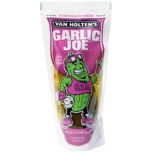 Кислий гострий огірок Van Holten's Jumbo Garlic Joe Pickle в розсолі з часником 196г