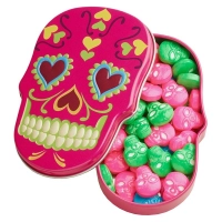 Череп с драже на Хэллоуин Sugar Skulls Sweet Candy Skulls Tin Pink 39.6г