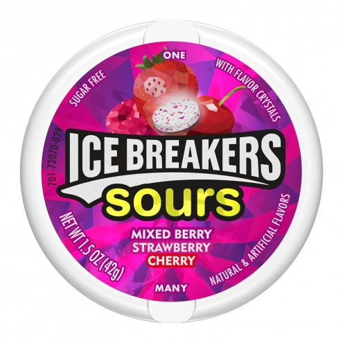 Кислые леденцы Ассорти без сахара Ice Breakers Assorted Fruit Flavored Sugar Free 42г
