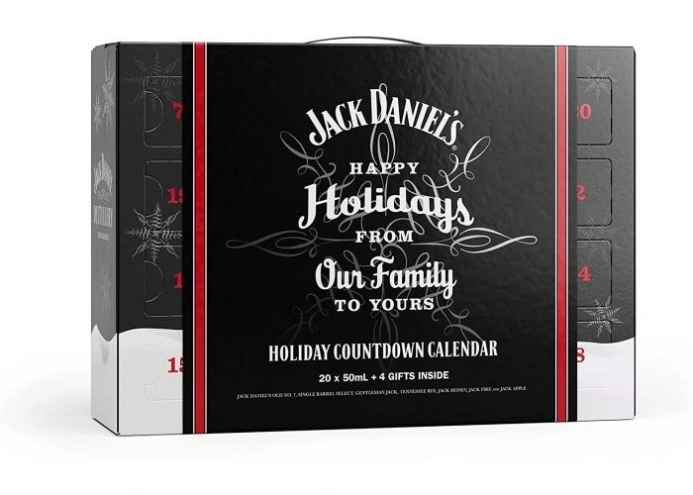 Адвент календарь с виски 20х50 мл + 4 рюмки Jack Daniel's Tennessee Whiskey 24-Day Advent Calendar Gift 2023