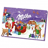 Адвент Календарь Милка с шоколадными фигурками Milka Advent Calendar "Санта с санями" 200г