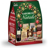 Подарочный набор итальянских продуктов с вином Cesto Natalizio Regalidea Sapori di Natale 8 компонентов