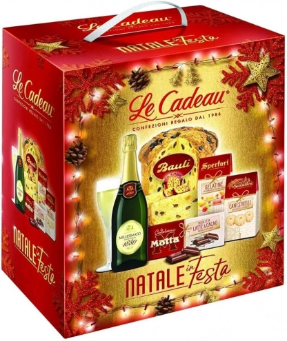 Подарунковий набір італійських продуктів із панеттоне Le Cadeau Natale in Festa 5 компонентів