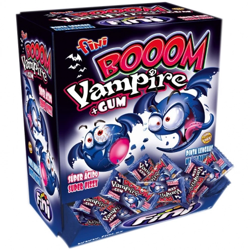 Блок конфеты с жвачкой (красят язык) Fini Booom Vampire + Gum 200 шт