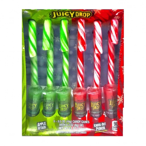Трости с жидкими конфетами Juicy Drop Candy Canes with Gel Candy 144г