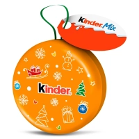 Новорічний набір цукерок Кіндер на ялинку Kinder Chocolate Mini Orange (жерстяна баночка) 34г