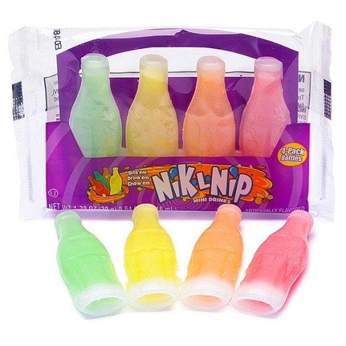 Цукерки Nik-L-Nip Mini Drinks Candy Воскові пляшечки з фруктовим сиропом 39г