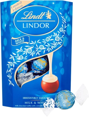 Цукерки Lindor Lindt Milk & White Truffles Трюфелі (Молочний шоколад з молочним кремом) 200г