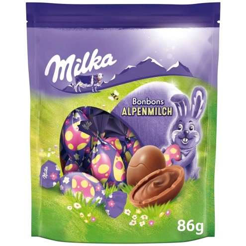 Шоколадні яйця Milka Bonbons Alpine Milk з шоколадним кремом 86г