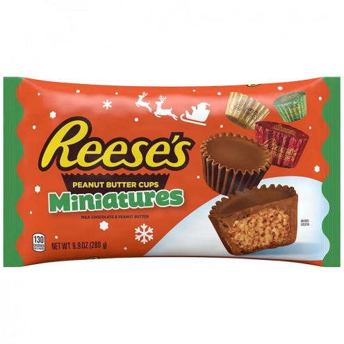 Новорічні цукерки з арахісовою пастою Reese's Miniatures Peanut Butter Cups Christmas 280г