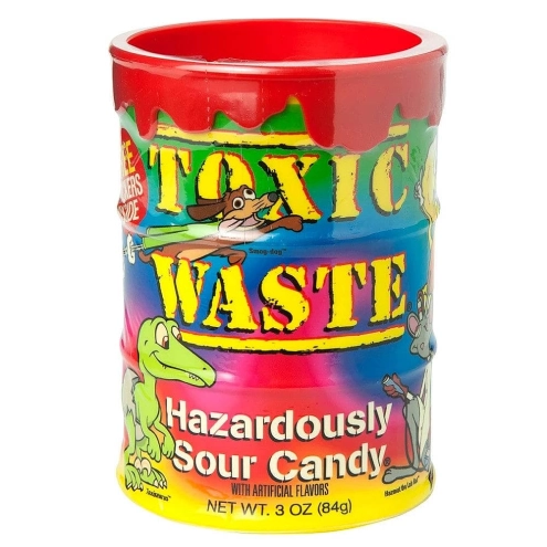 Цукерки Sour Candy Toxic Waste Hazardously + скарбничка Токсик Вейст 84г