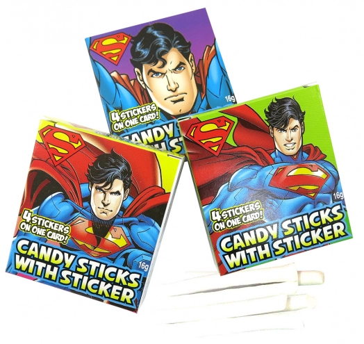 Цукерки з 4 стікерами Superman Candy Sticks
