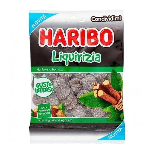 Лакричные конфеты Haribo Liquirizia в сахарной посыпке 140г