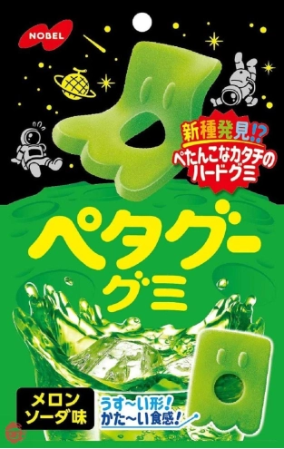 Японські жувальні цукерки Nobel Petagu Gummies Melon Soda Динна газована вода 51г