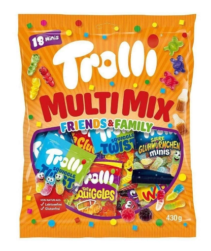 Жевательный мармелад Trolli Multi Mix Family & Friends Ассорти (18 мини пакетиков) 430г