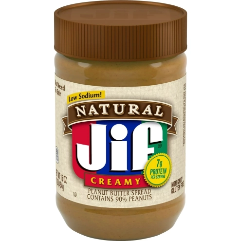Арахисовая паста-крем Jif Natural Creamy Peanut Butter 90% арахиса 454г