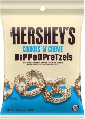 Солодкі крендельки з кремом Hershey's Dipped Pretzels Cookies 'N' Crème 120г