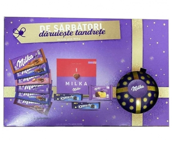 Подарочный новогодний набор с шоколадками и печеньем Milka De Sarbatori Daruieste Tandrete 894г