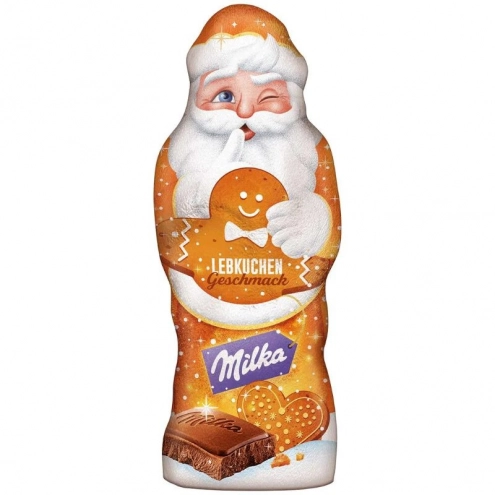 Шоколадный Дед Мороз Milka Santa Claus Gingerbread со вкусом имбирного пряника 100г