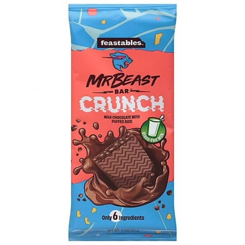 Молочний шоколад MrBeast з хрустким рисом Feastables MrBeast Milk Chocolate Crunch Bar 60г
