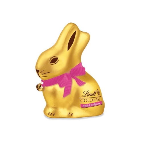 Шоколадный заяц Lindt Gold Bunny White Chocolte & Stramberry Белый шоколад с Клубникой 100г