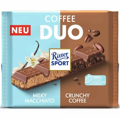 Шоколад Ritter Sport Coffee Duo Макіато та Кавовий крем з кранчами 218г