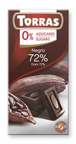 Шоколад Torras 72% какао 0% сахара